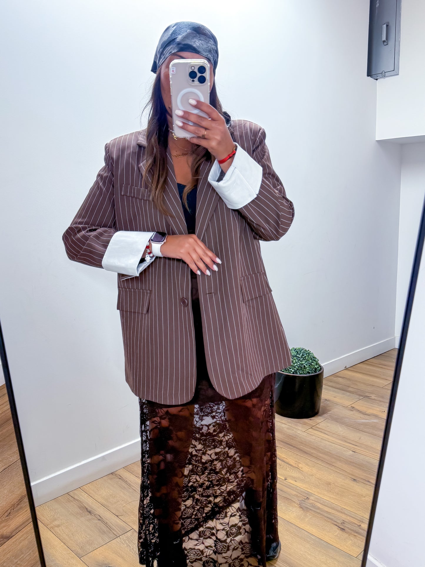 Jupe dentelle ELEA STRUCTURE marron - Mûzâ paris