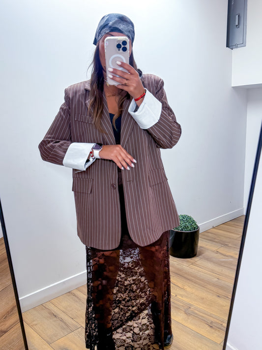 Jupe dentelle ELEA STRUCTURE marron - Mûzâ paris