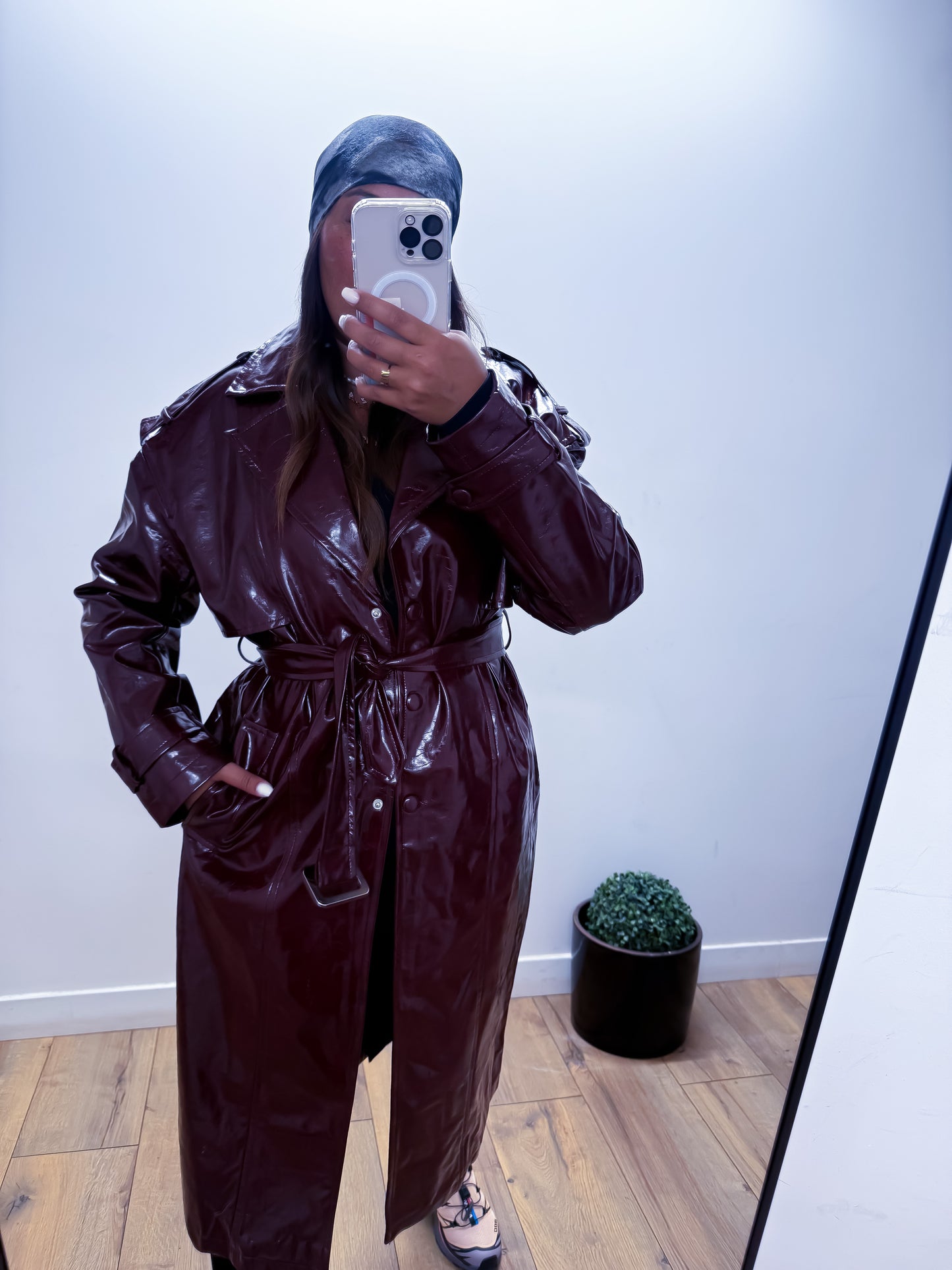 Trench Long Bordeaux Ciré -