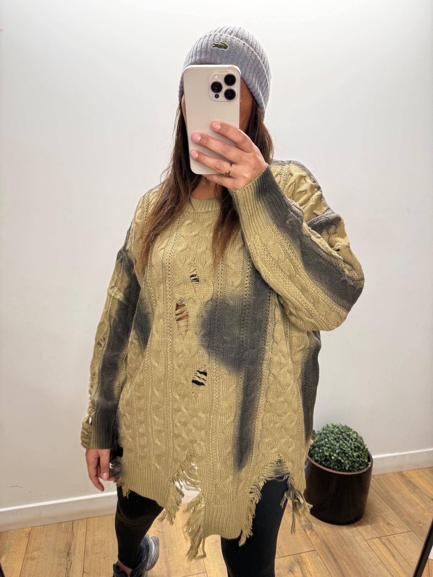 Pull Vestige - Taupe Oversize Effiloché