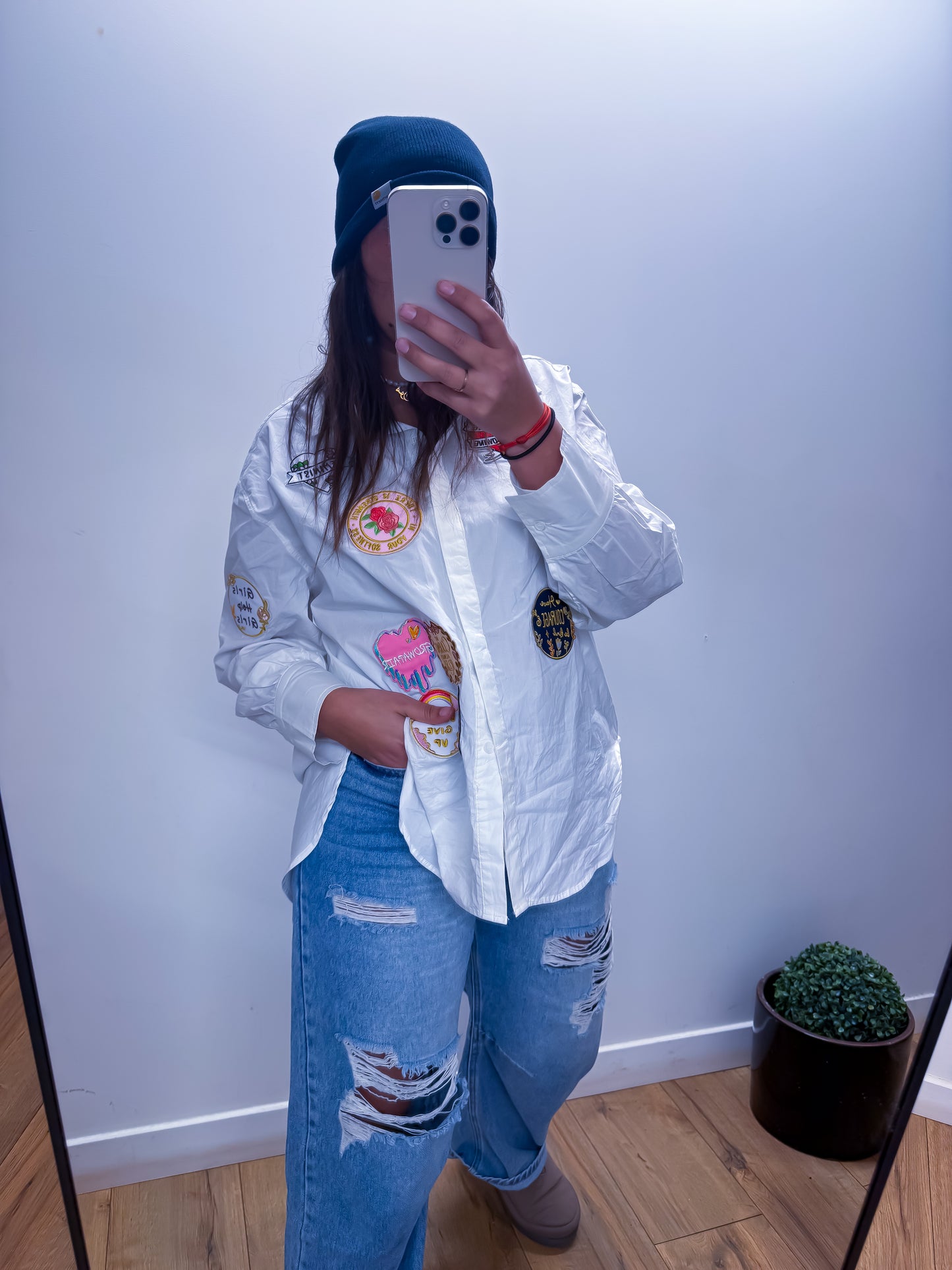 Chemise Blanche Patchs Brodés
