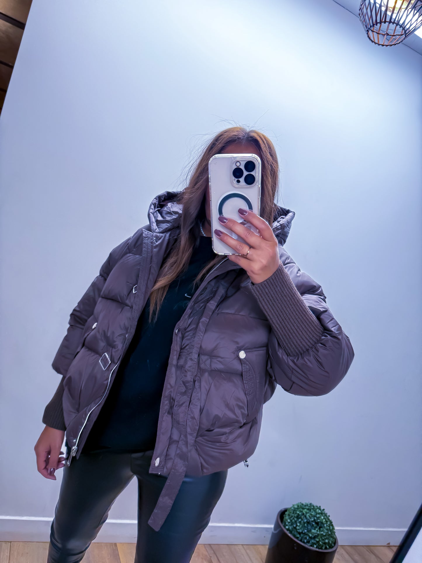 Doudoune courte à capuche marron - exclusivité Mûzâ -