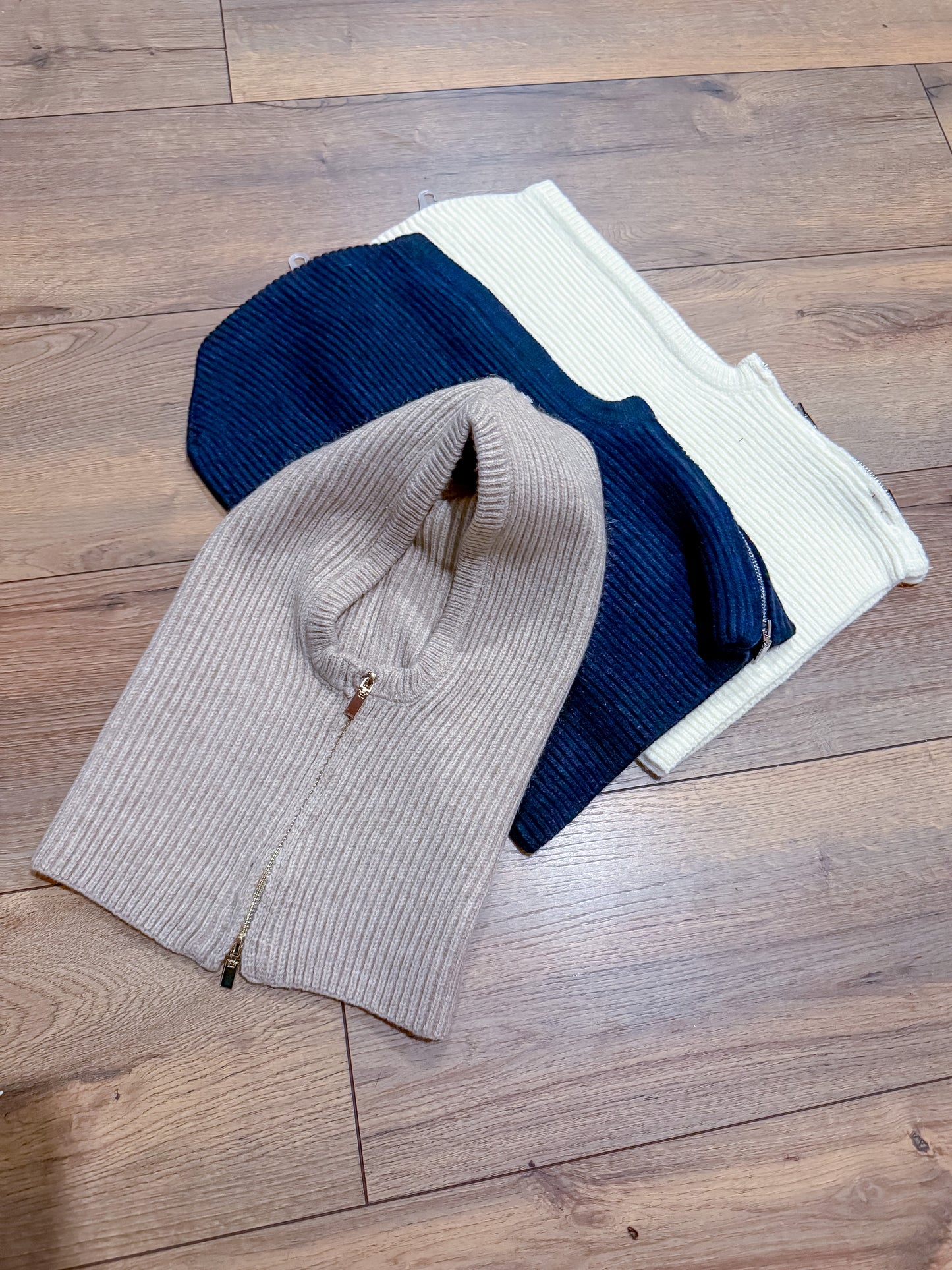 Cagoule zip côtelé