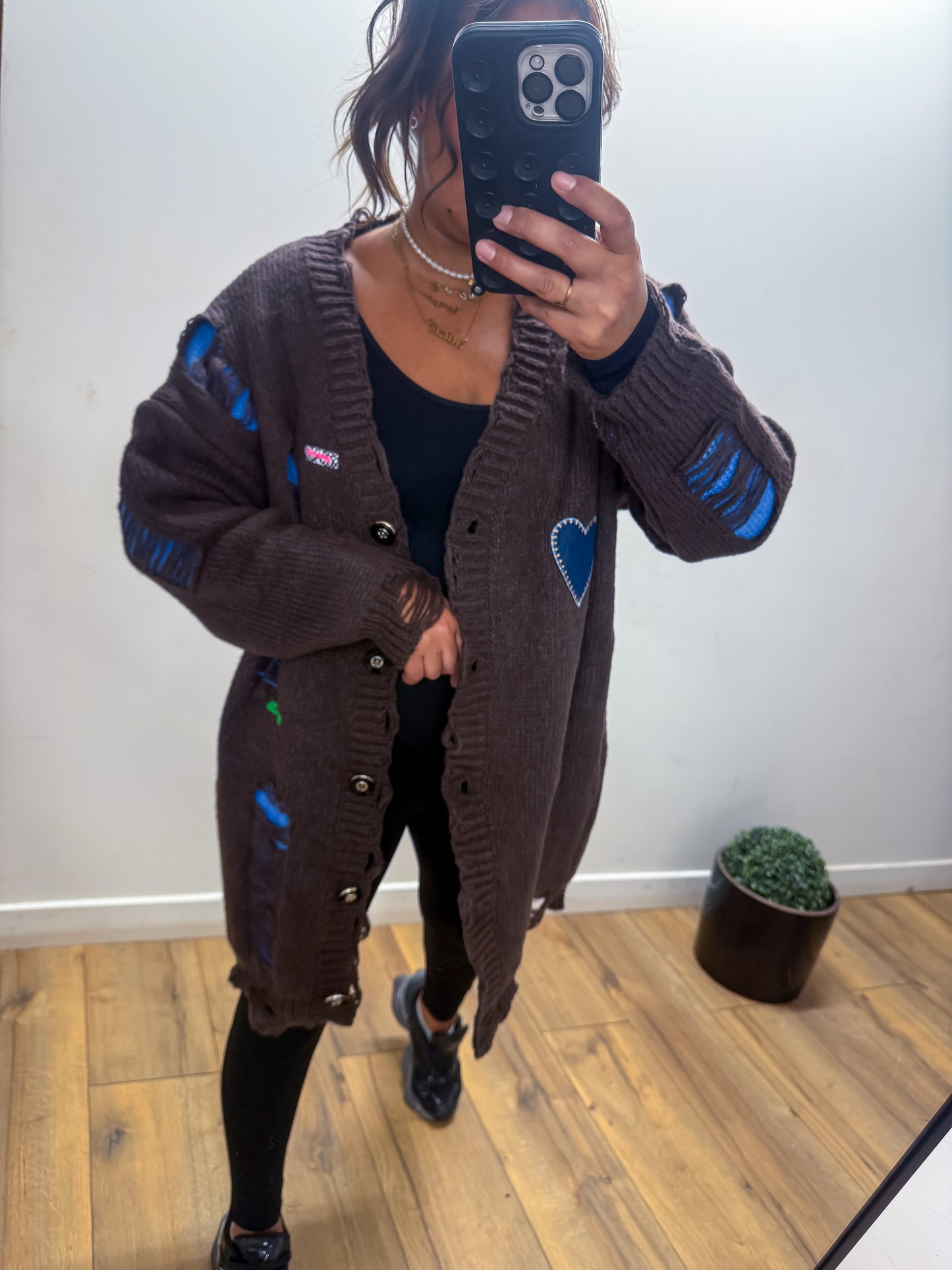 Gilet long marron destroye