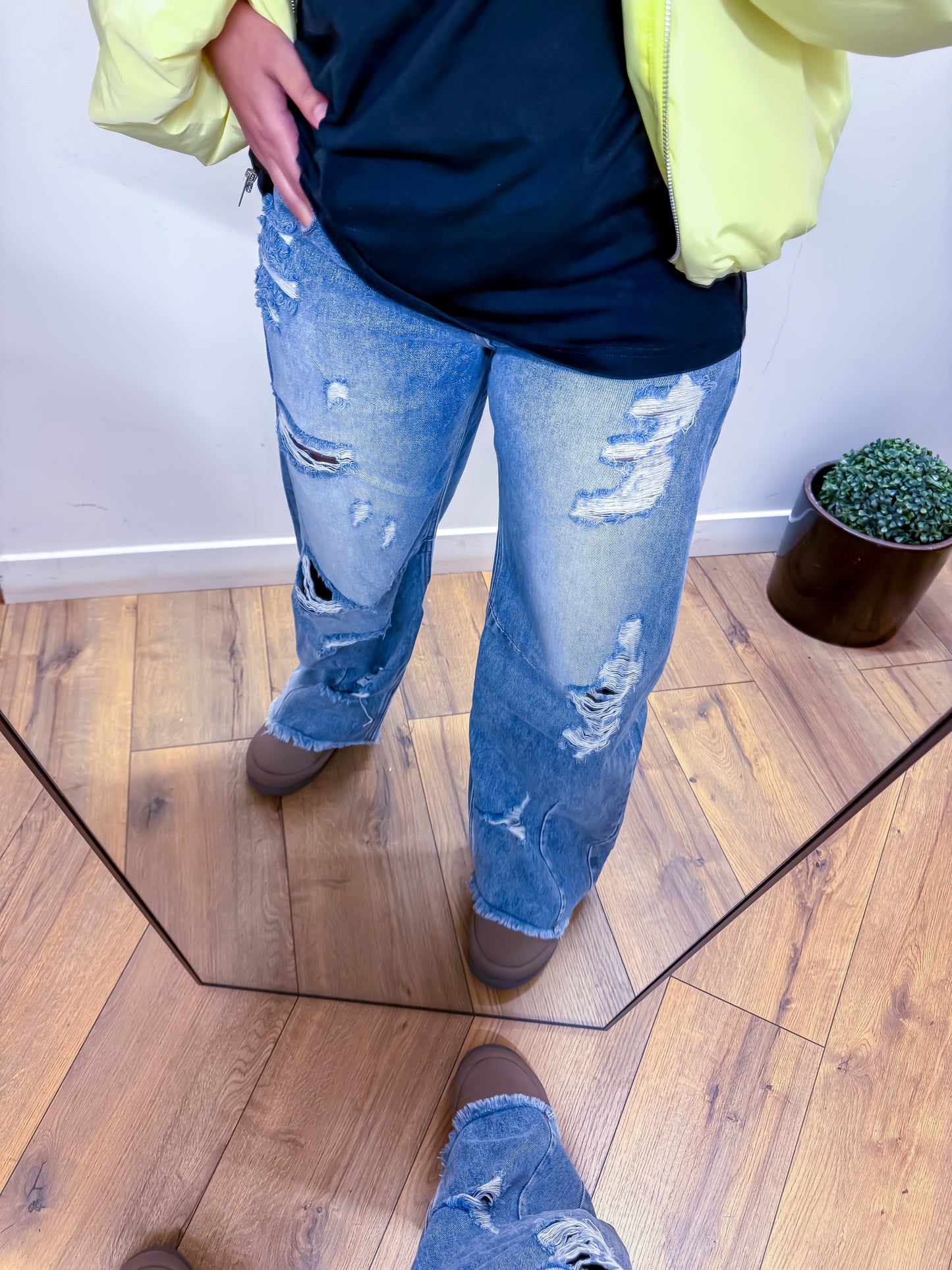 Jean Wide Leg Destroy Délavé