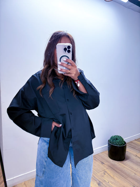 Chemise oversize noire 100% coton taille unique 34-44 exclusivité Mûzâ