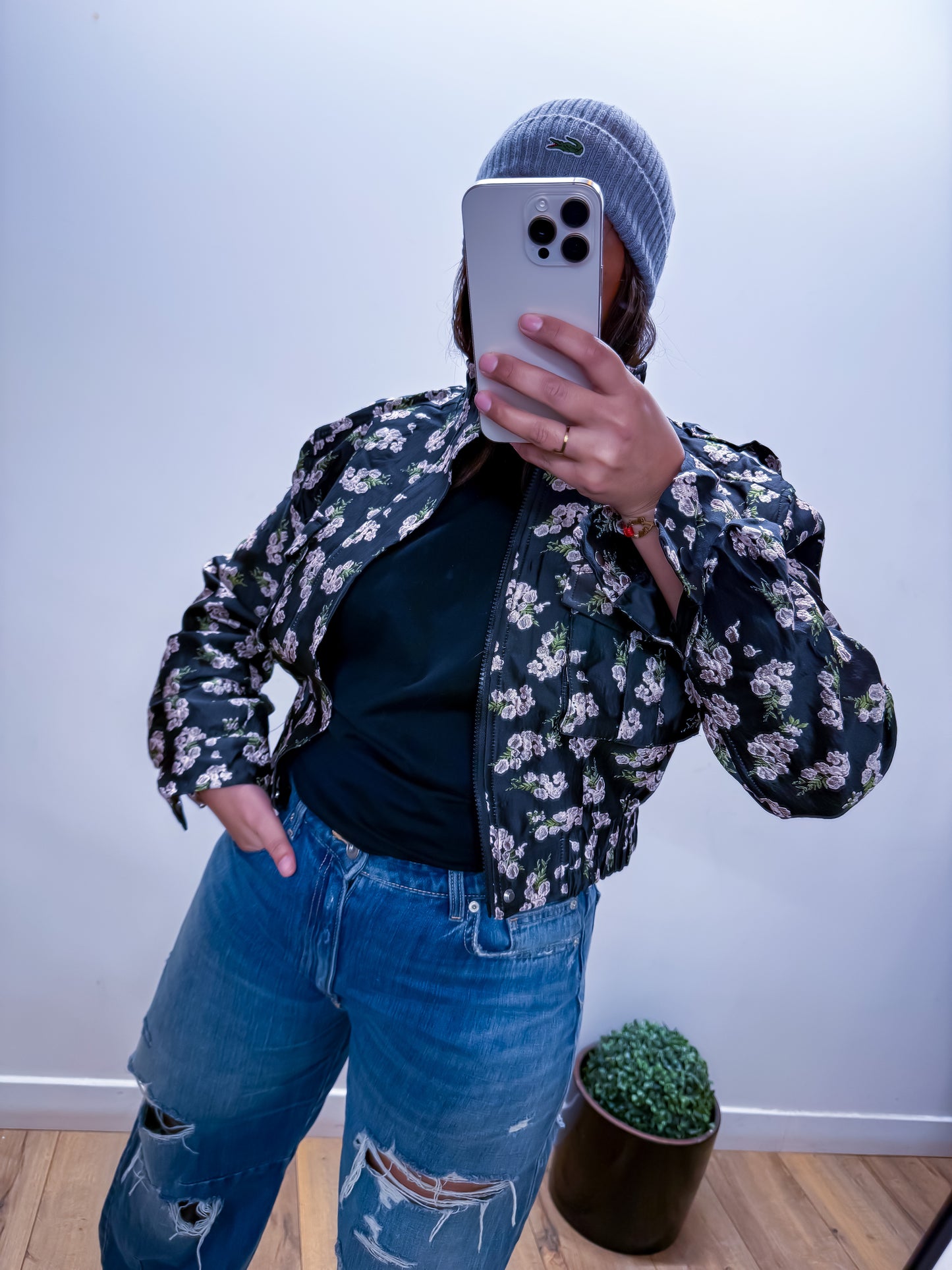 Bomber Midnight Garden - Édition Florale Noire