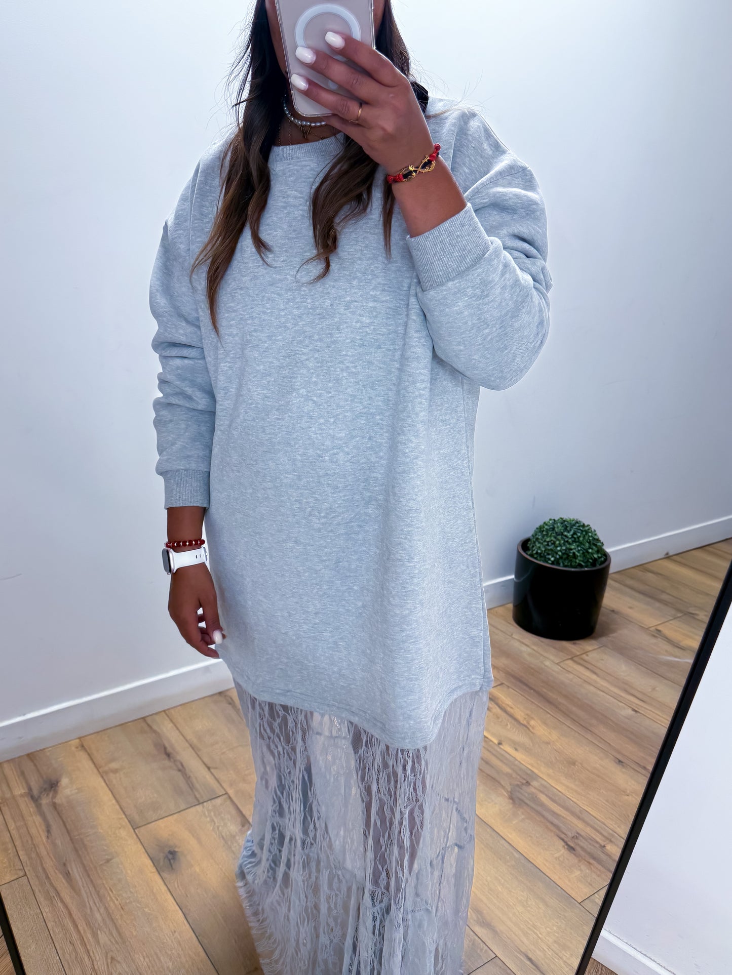 Robe pull DENTELLA GRIS - Mûzâ paris