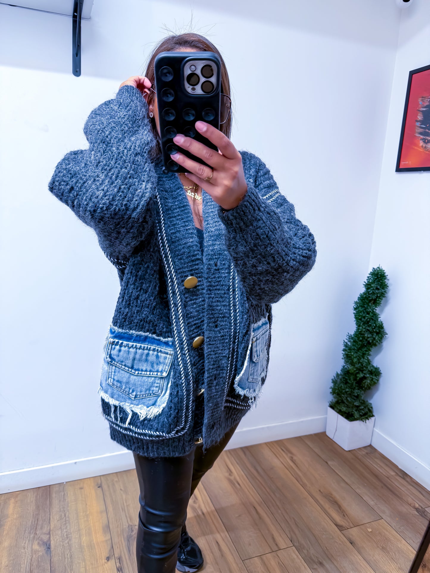 Cardigan Chunky Gris