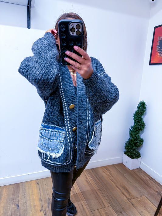 Cardigan Chunky Gris