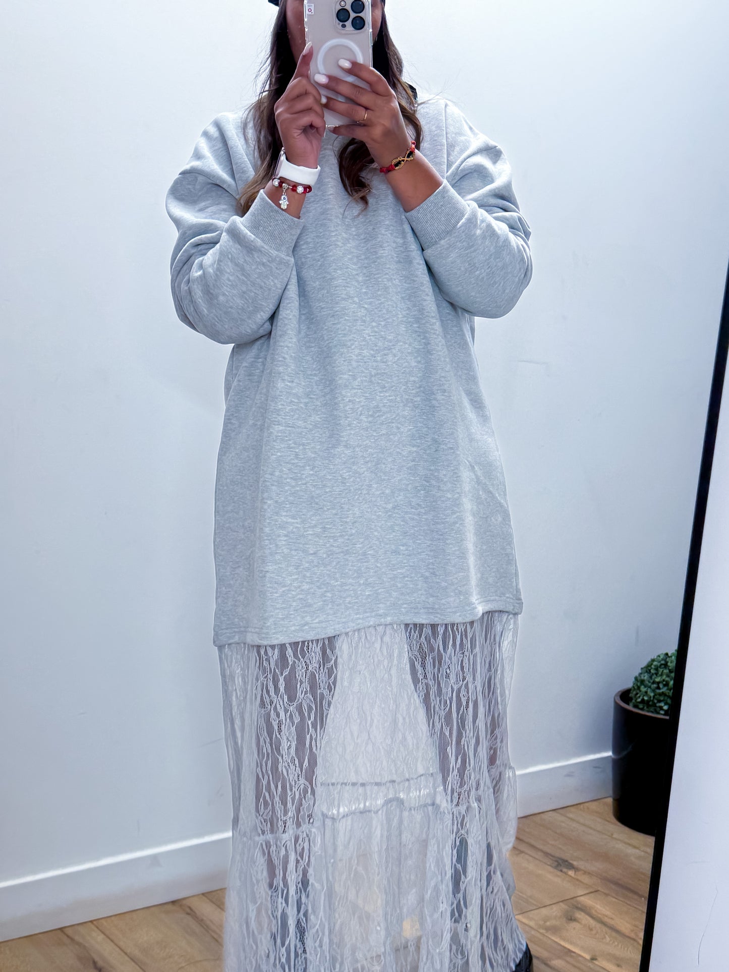 Robe pull DENTELLA GRIS - Mûzâ paris