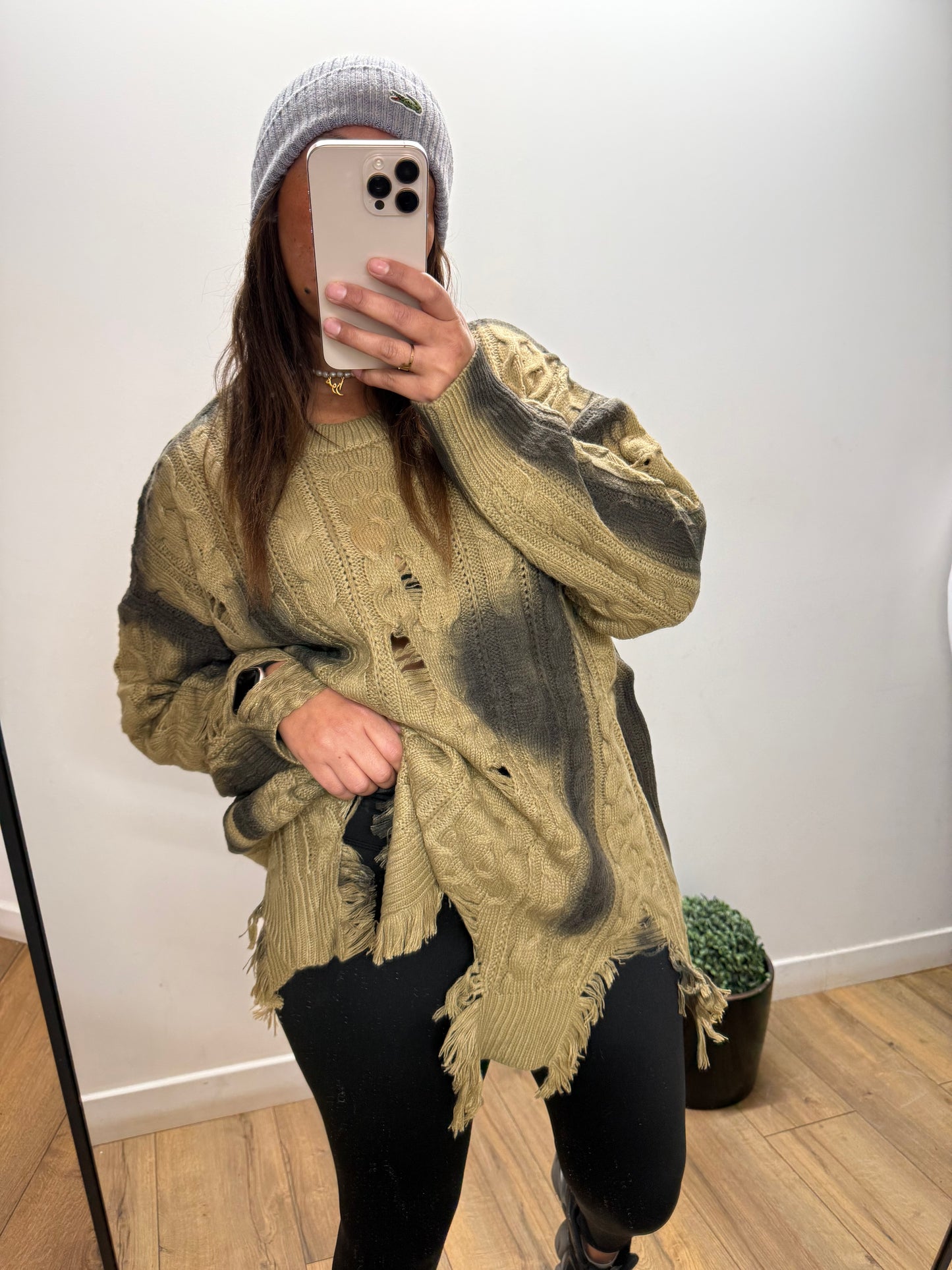 Pull Vestige - Taupe Oversize Effiloché