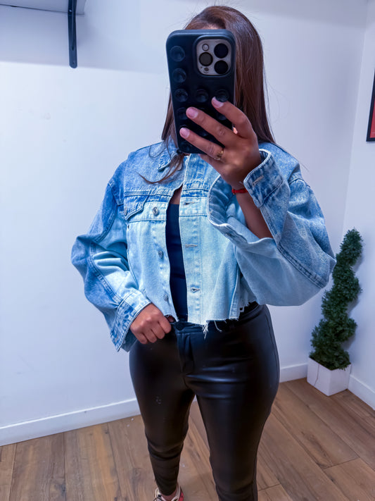 Exclusivité Mûzâ - Veste en Jean Délavé bi colore