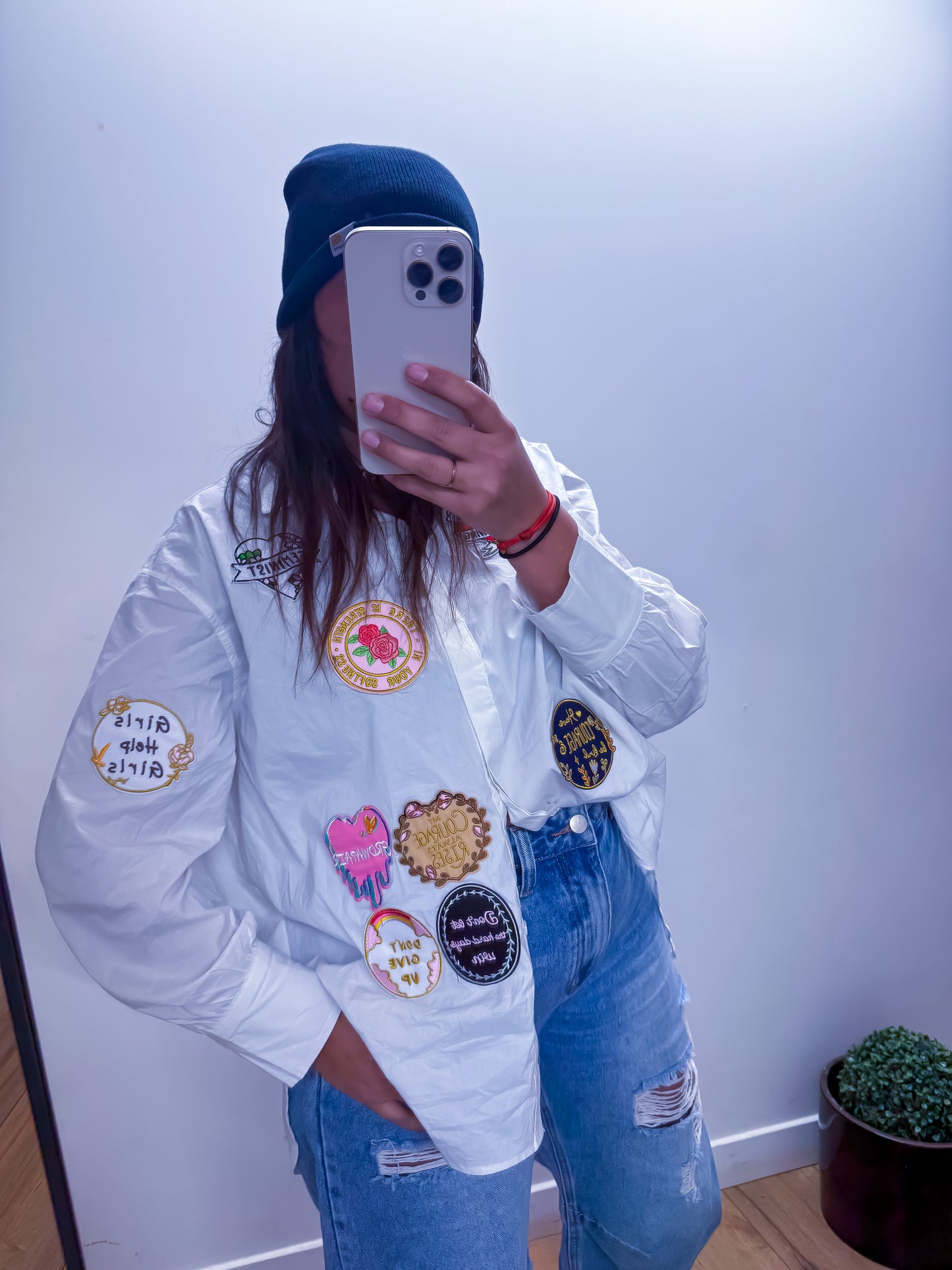 Chemise Blanche Patchs Brodés