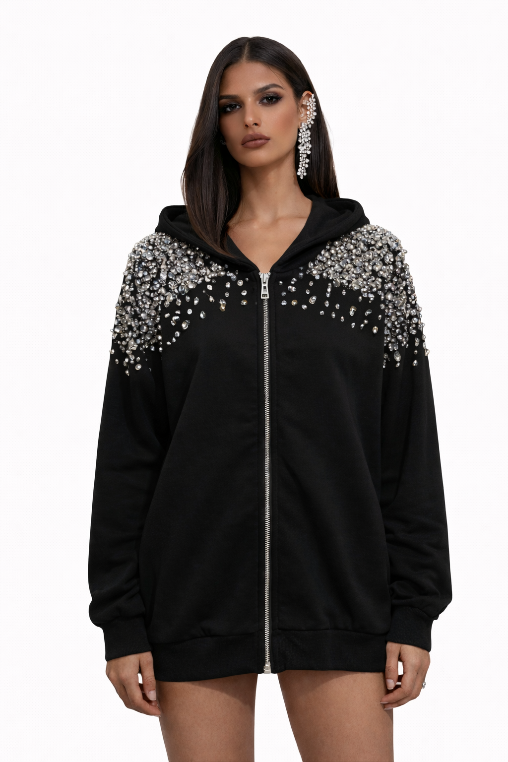 Hoodie Crystal Cascade Noir - Édition Limitée