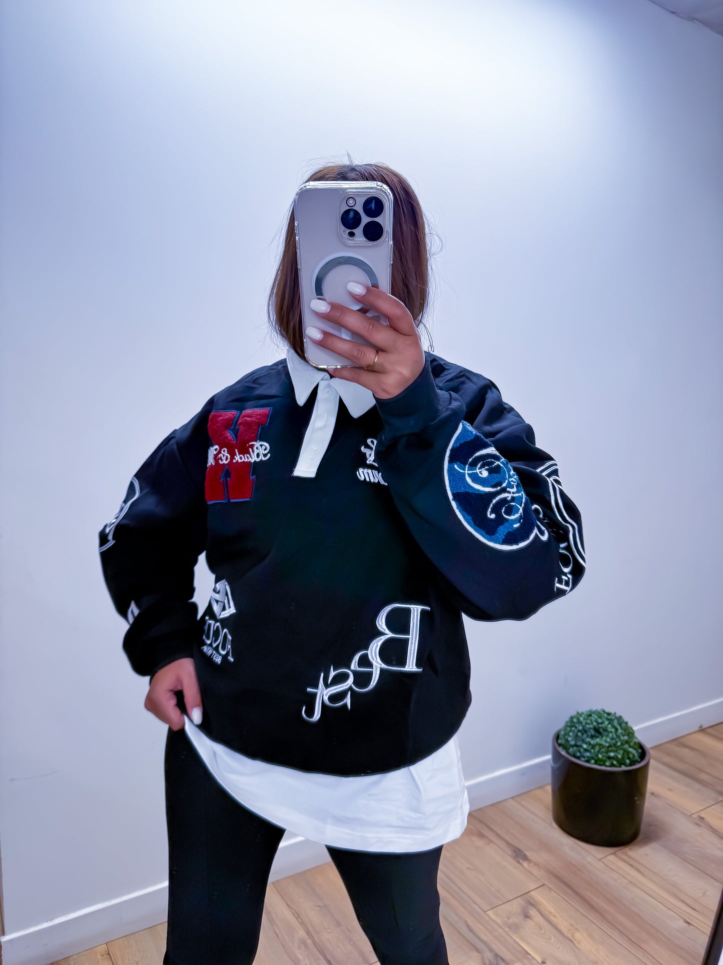 Pull col chemise intégré noir exclusivité Mûzâ