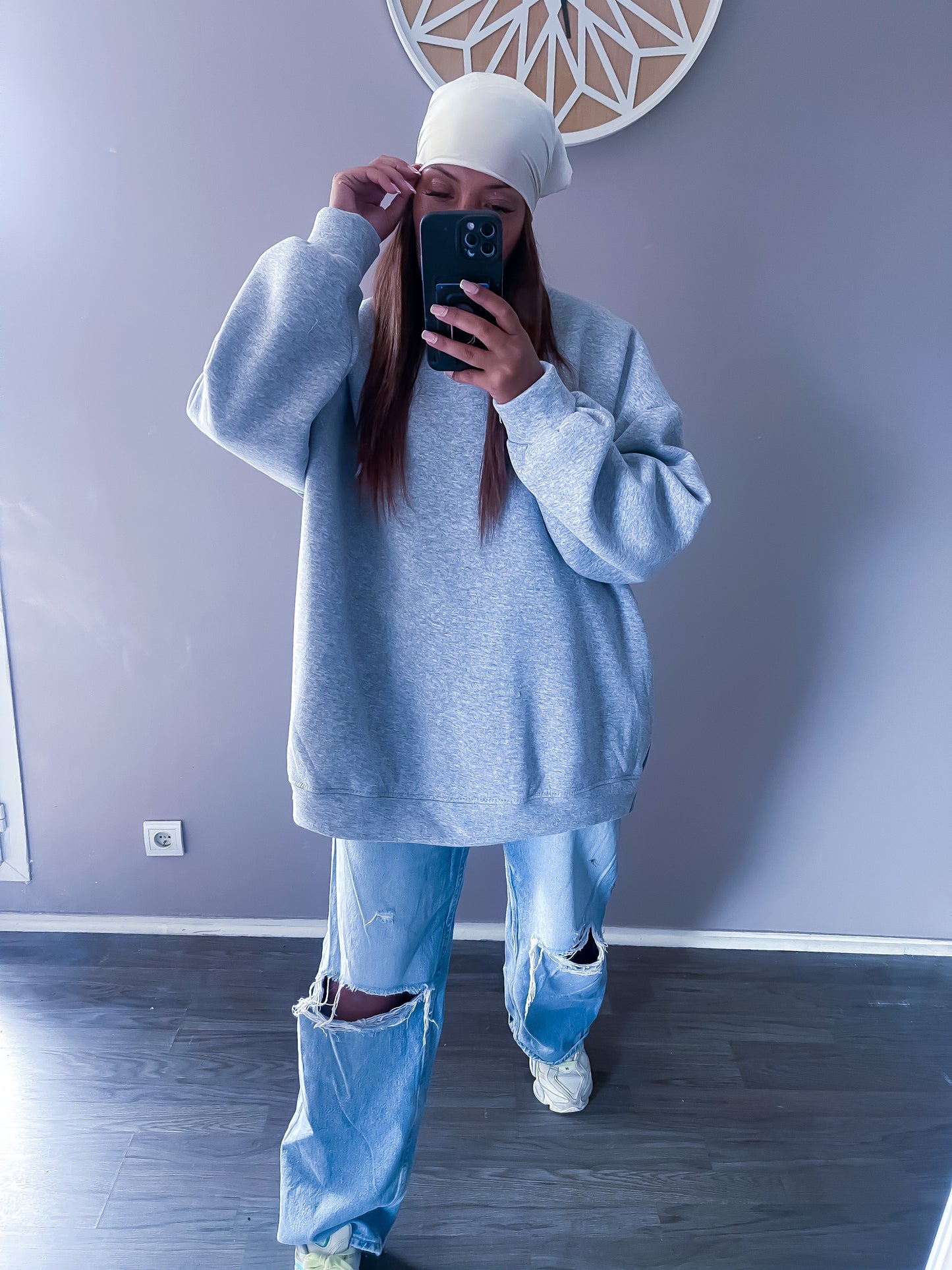 Pull jean destroy gris