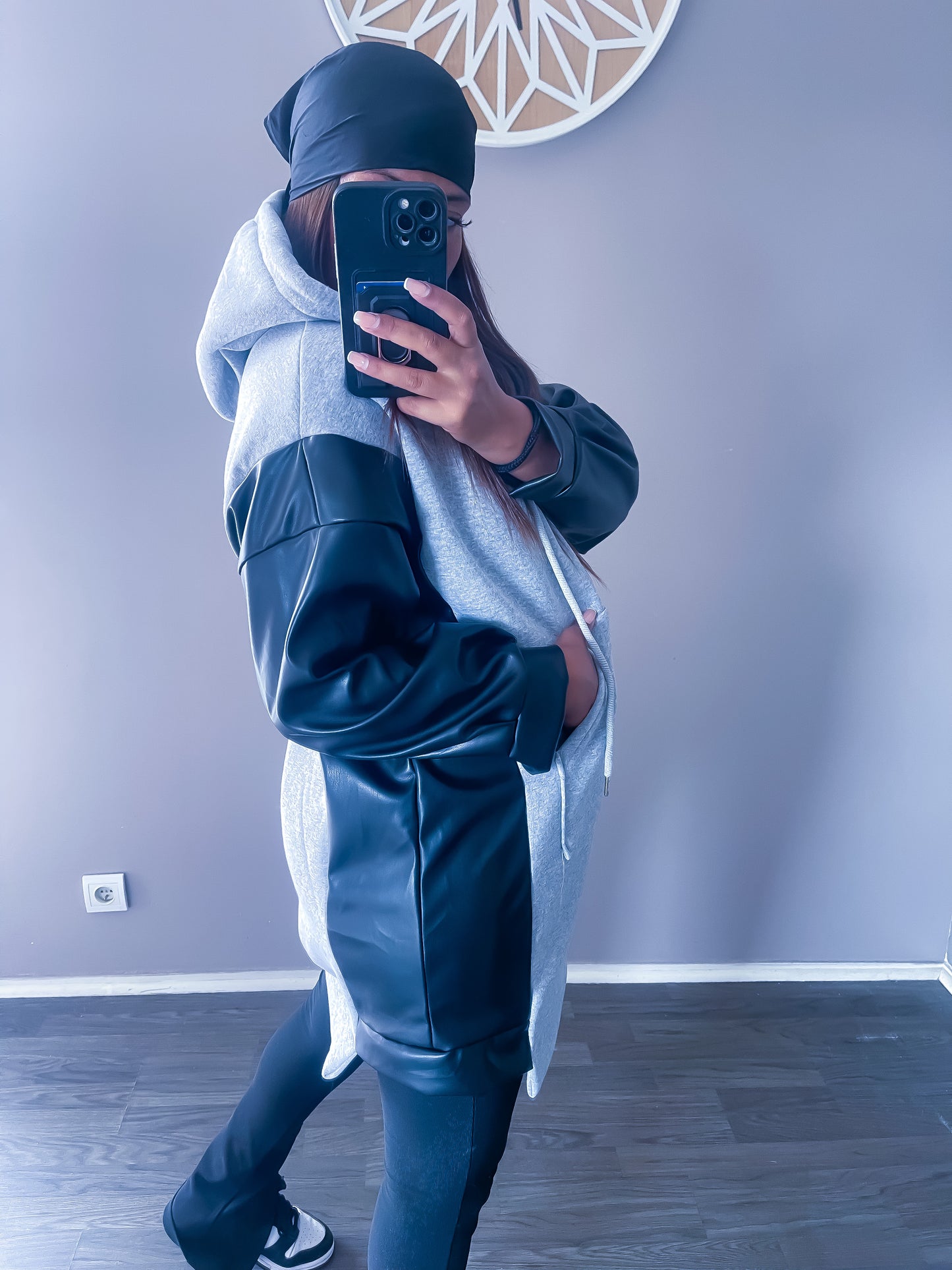 Pull à capuche simili Gris