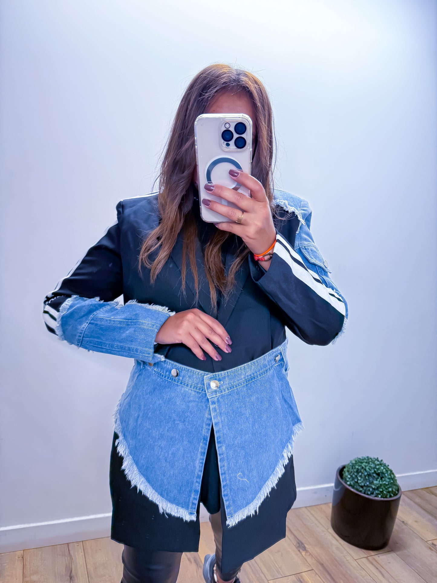 Blazer bi matière jean et noir - exclusivité Mûzâ - Édition limitée