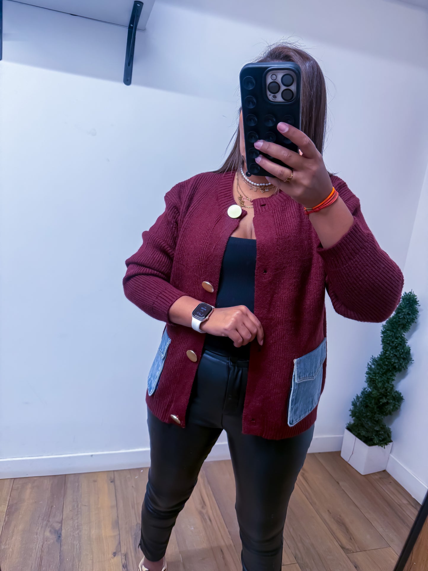 Veste Bordeaux Exclusive Poches Denim