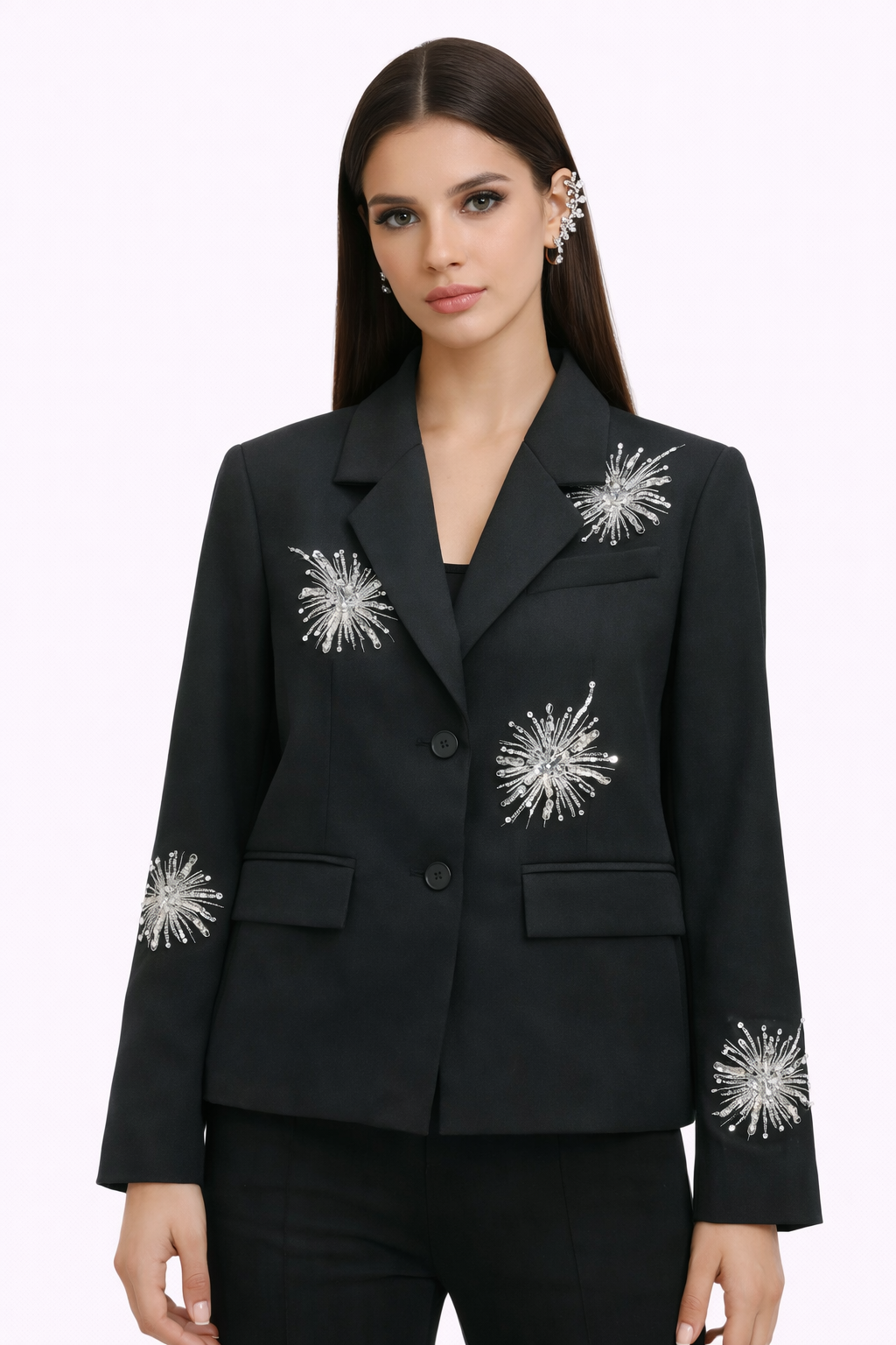 NOVA — Blazer Noir Strass Constellation