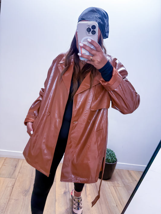 Trench CIRE MOKA structuré style vinyle