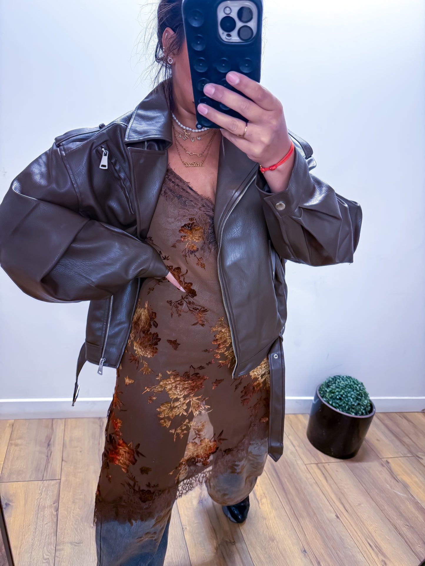 Robe Nuisette Dentelle FLORAL brown