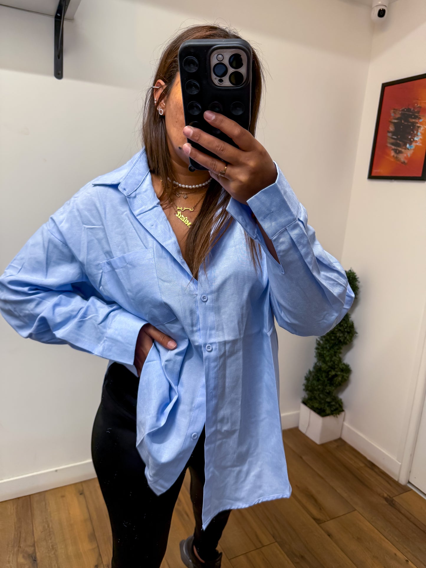 Chemise oversize bleu clair 100% coton exclusivité Mûzâ