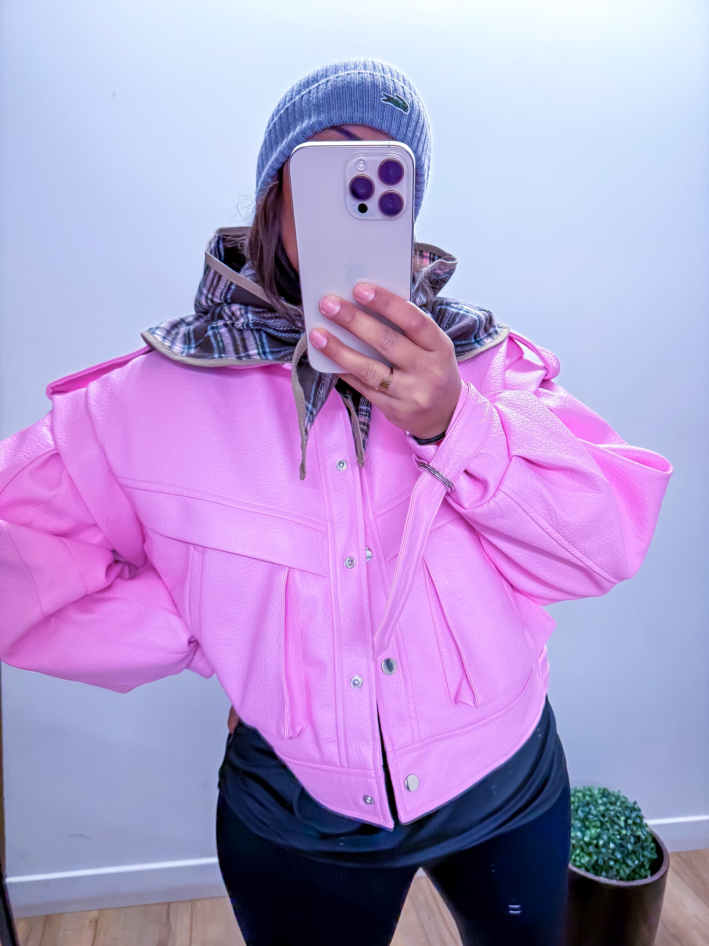CANDY Veste Simili Cuir Rose