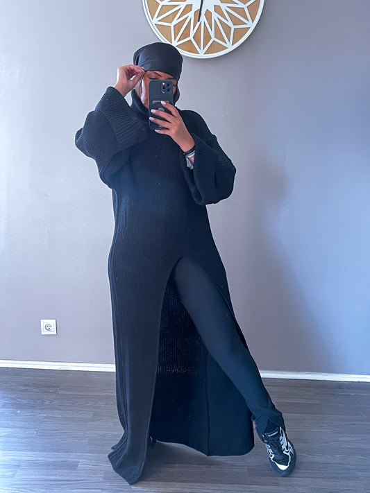Robe pull maille noir