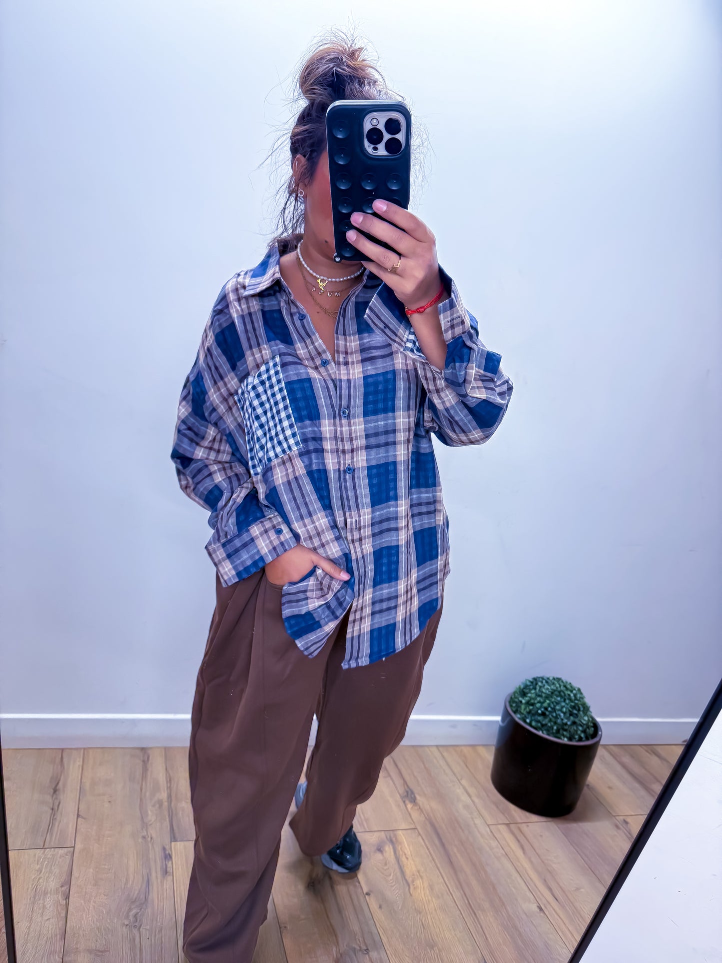 Chemise à Carreaux Oversize - Bleu