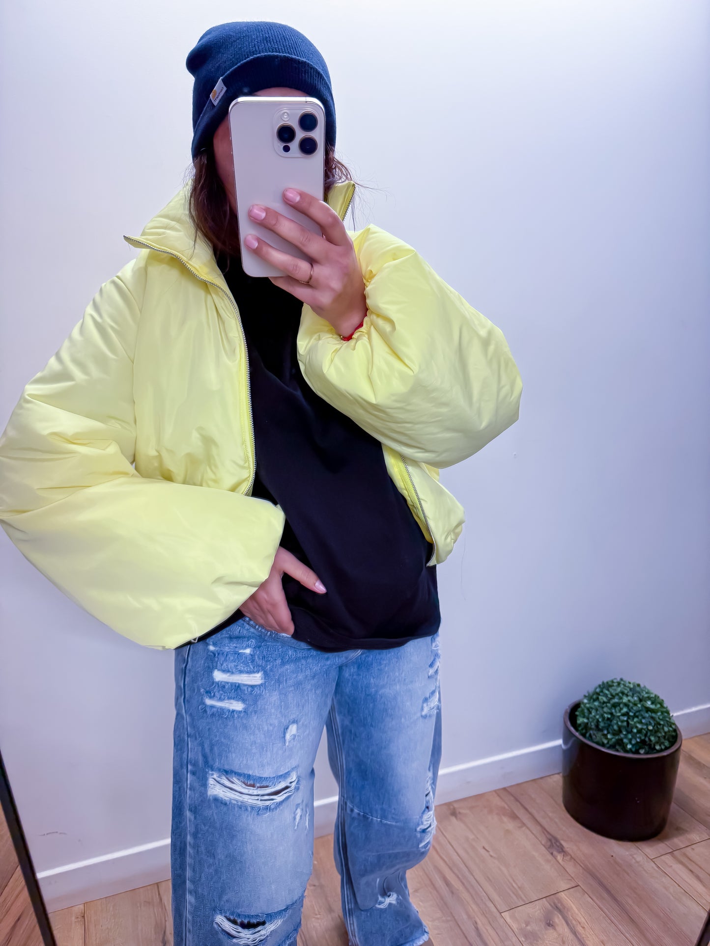 Veste Rembourrée Jaune Oversize