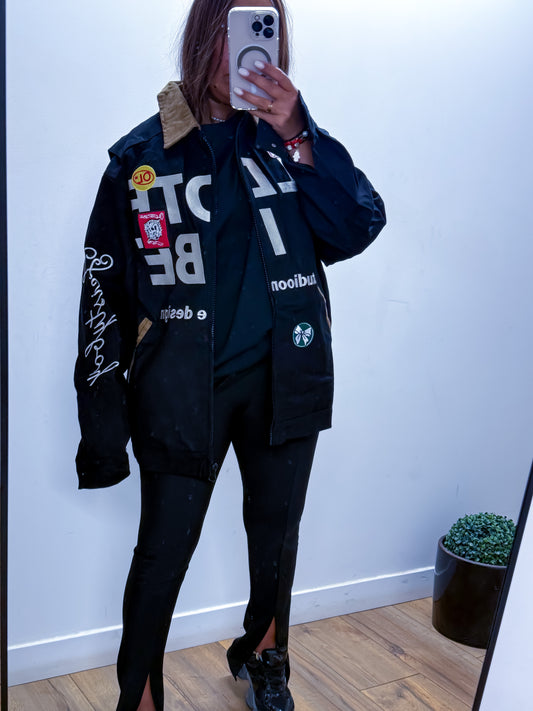 Veste en jean noir style bomber exclusivité Mûzâ