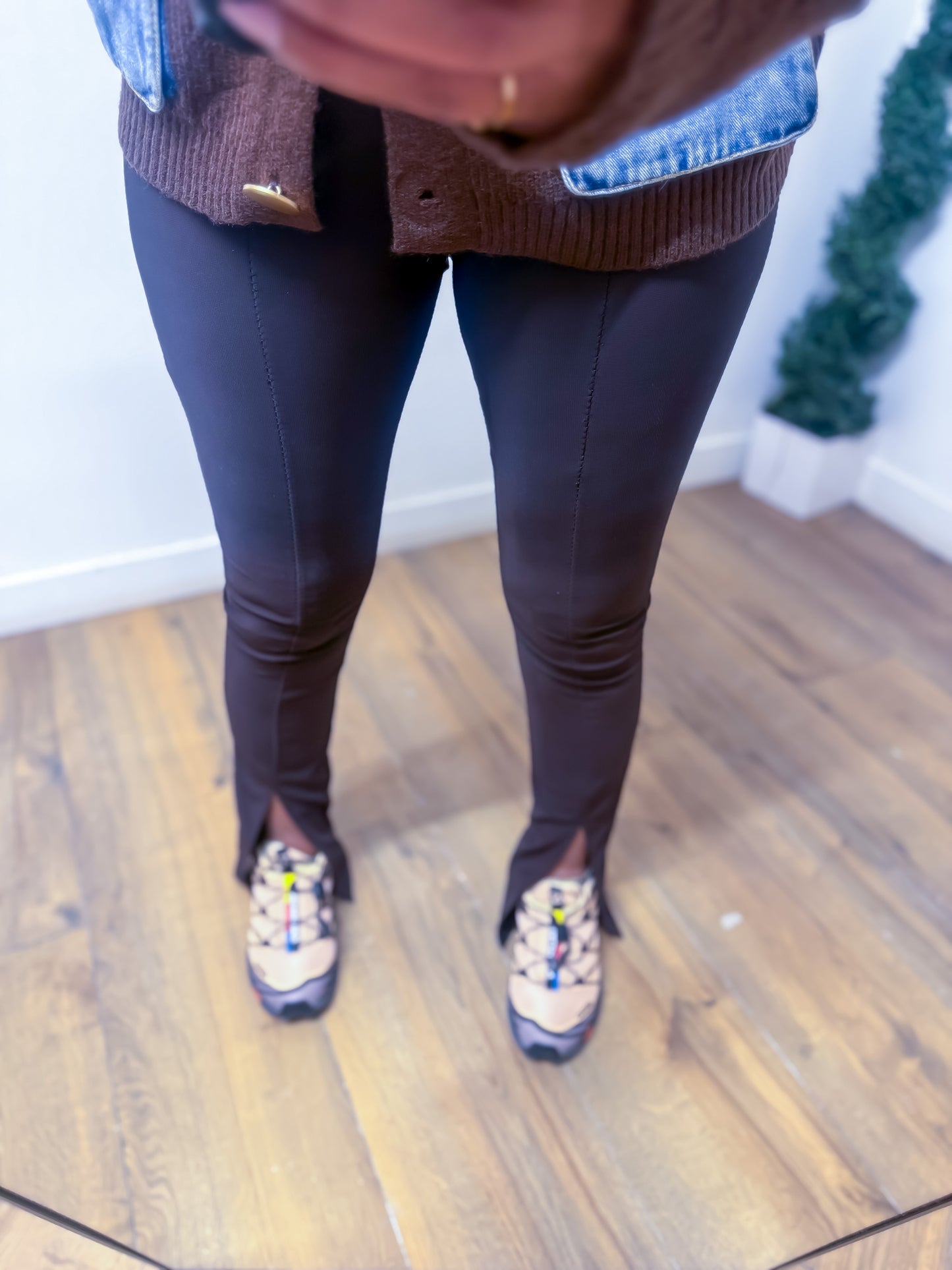 Legging à Fente Marron