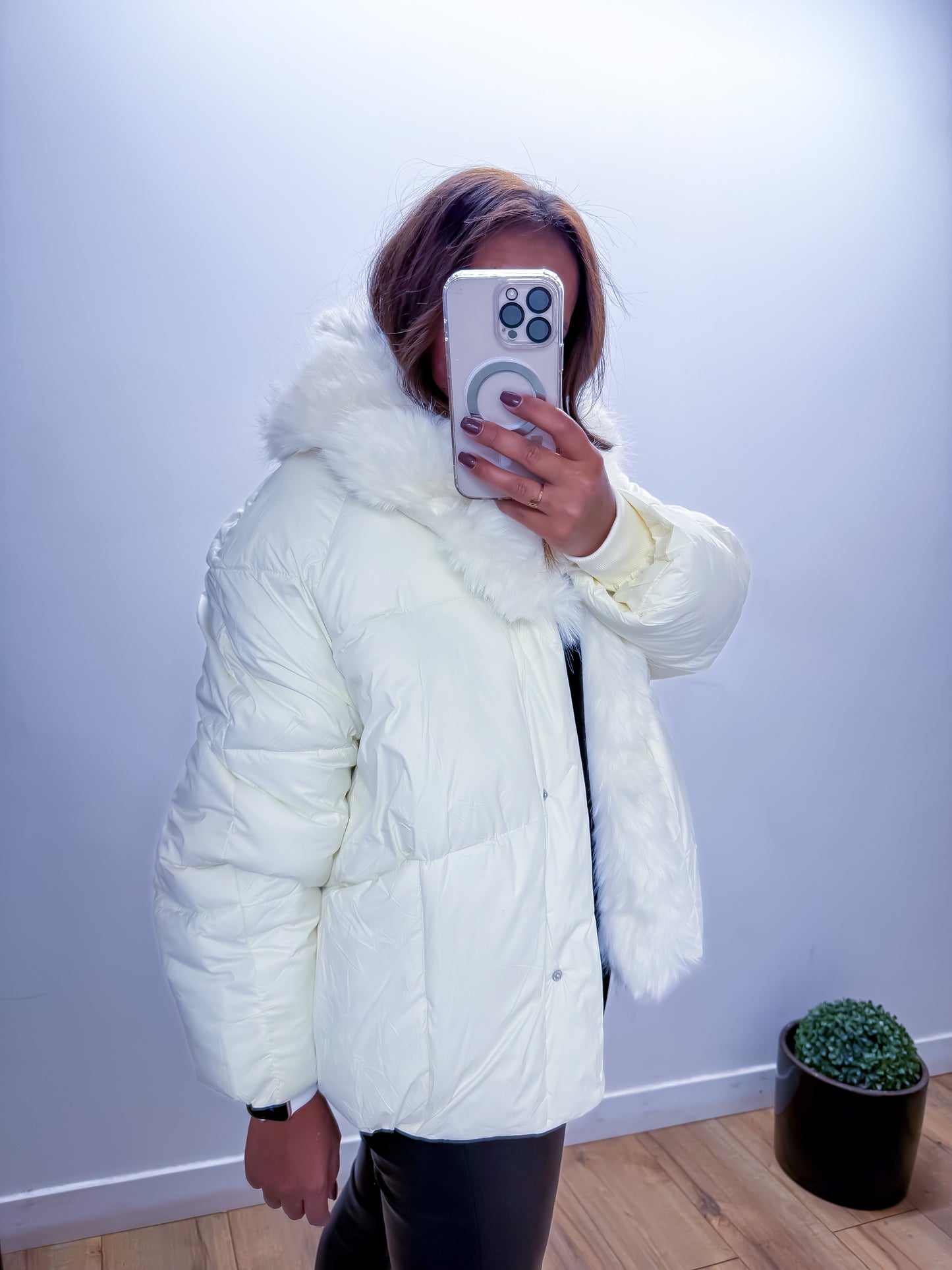 Doudoune fourrure synthétique blanche exclusivité Mûzâ - édition limitée -