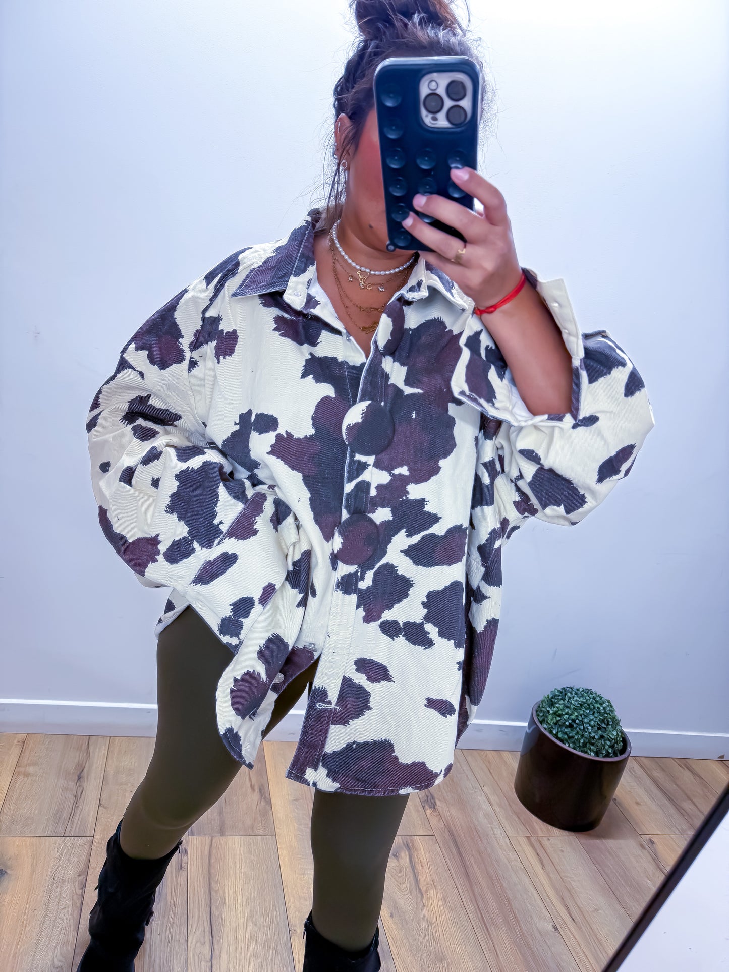 Chemise Jean Imprimé Vache - Oversize