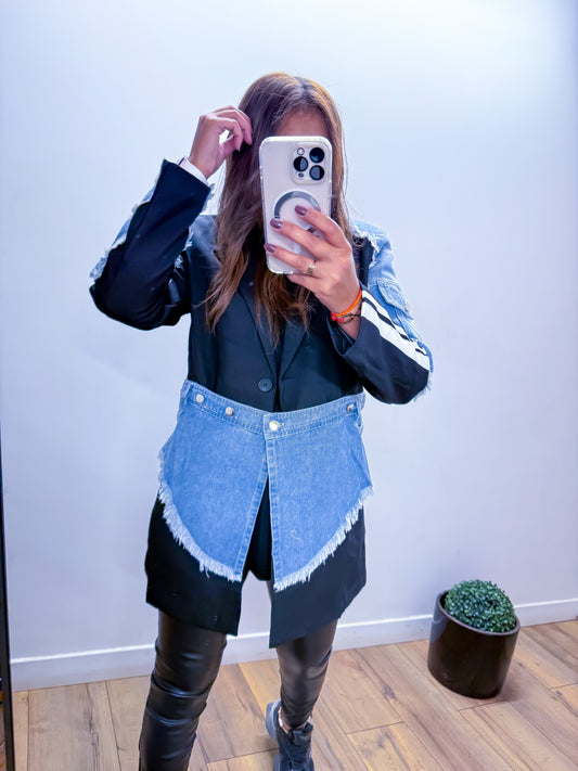 Blazer bi matière jean et noir - exclusivité Mûzâ - Édition limitée