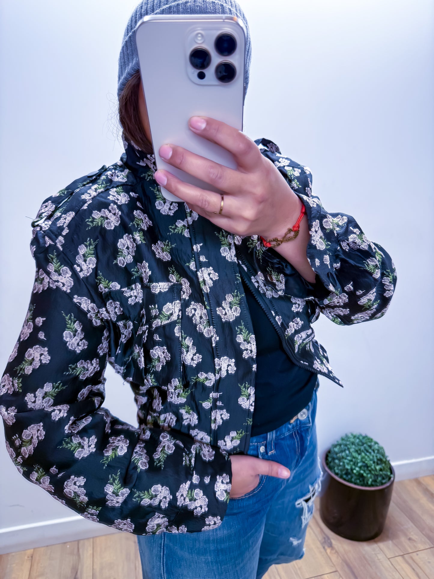 Bomber Midnight Garden - Édition Florale Noire