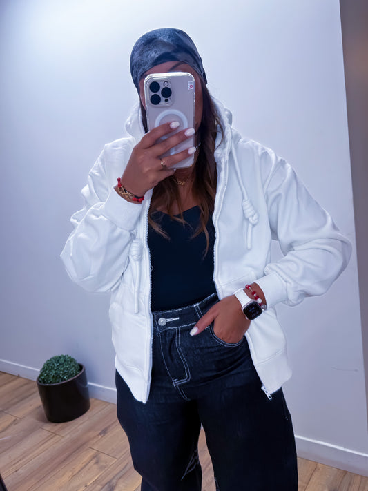 Gilet à capuche fourrée blanc - Mûzâ paris