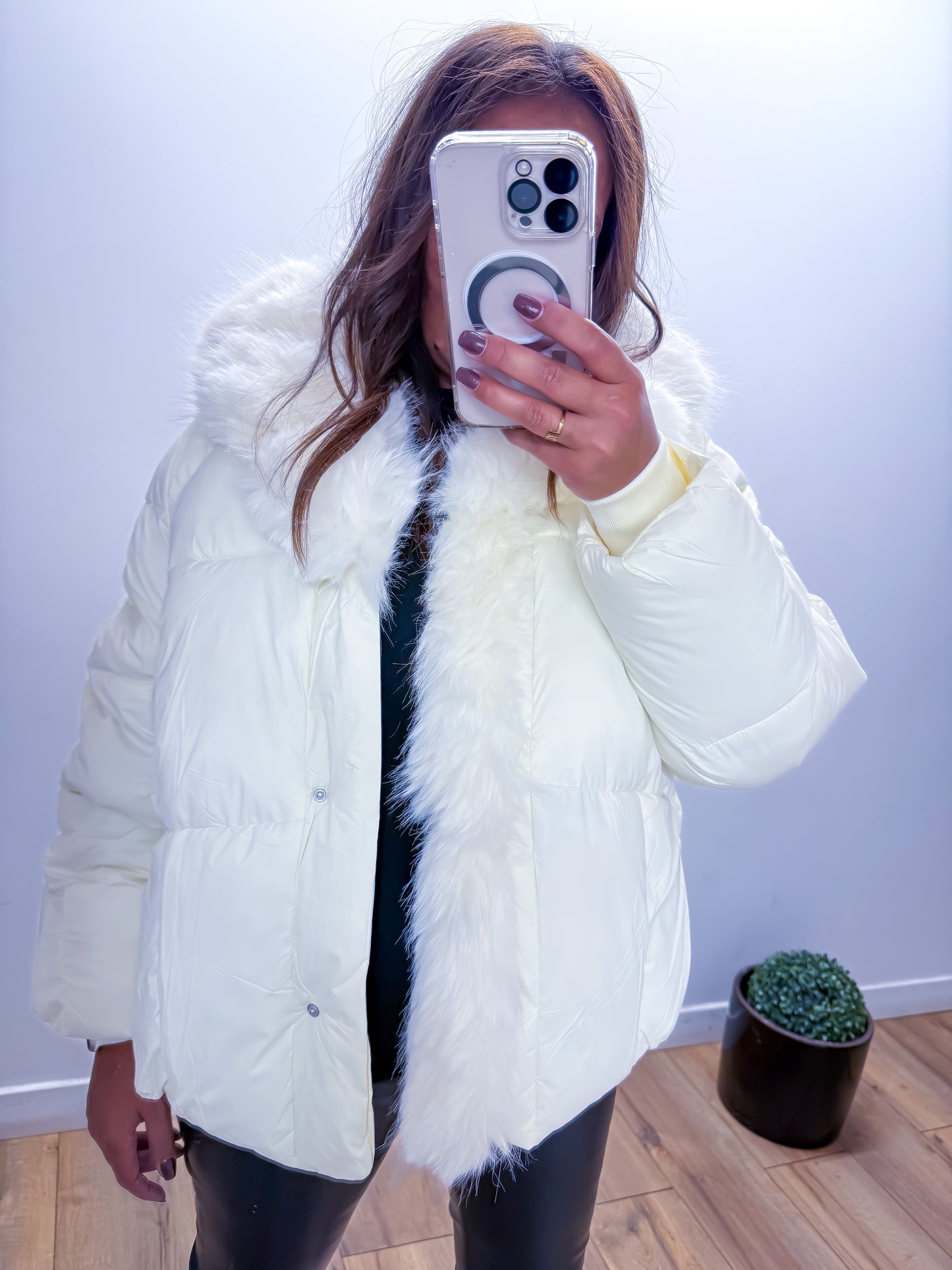 Doudoune fourrure synthétique blanche exclusivité Mûzâ - édition limitée -