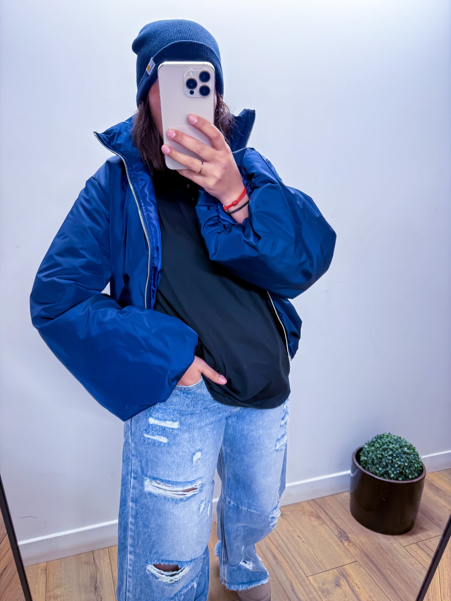Veste Rembourrée Bleu Marine Oversize