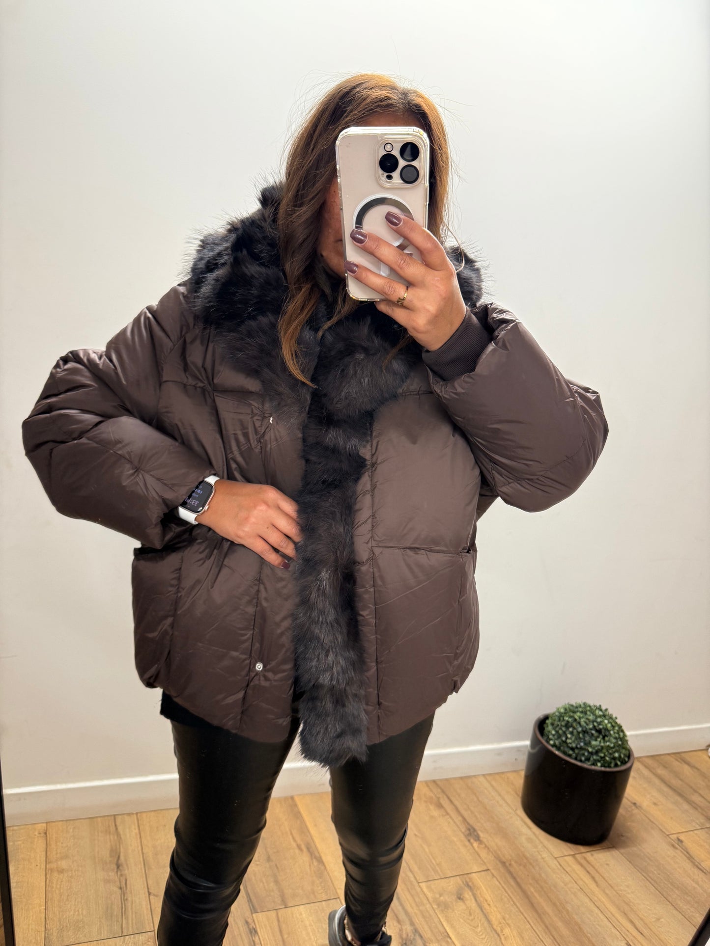 Doudoune fourrure synthétique marron exclusivité Mûzâ - édition limitée -