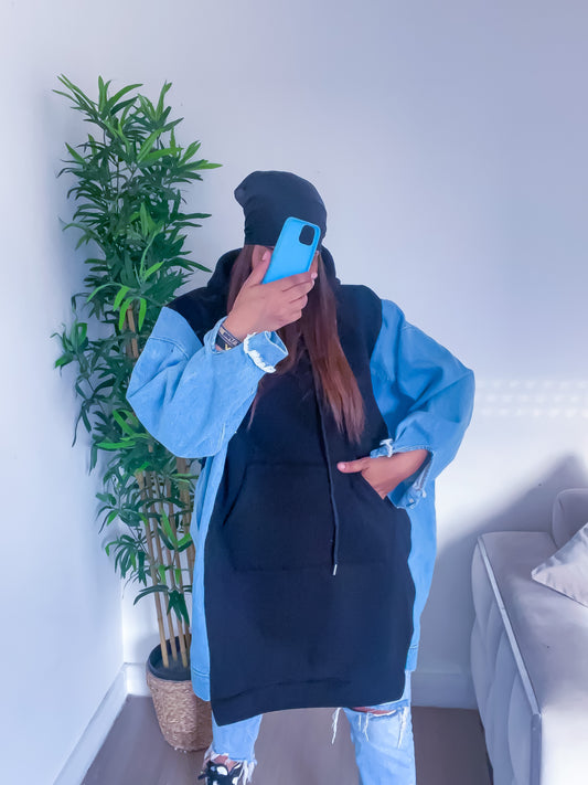 Robe pull denim noir