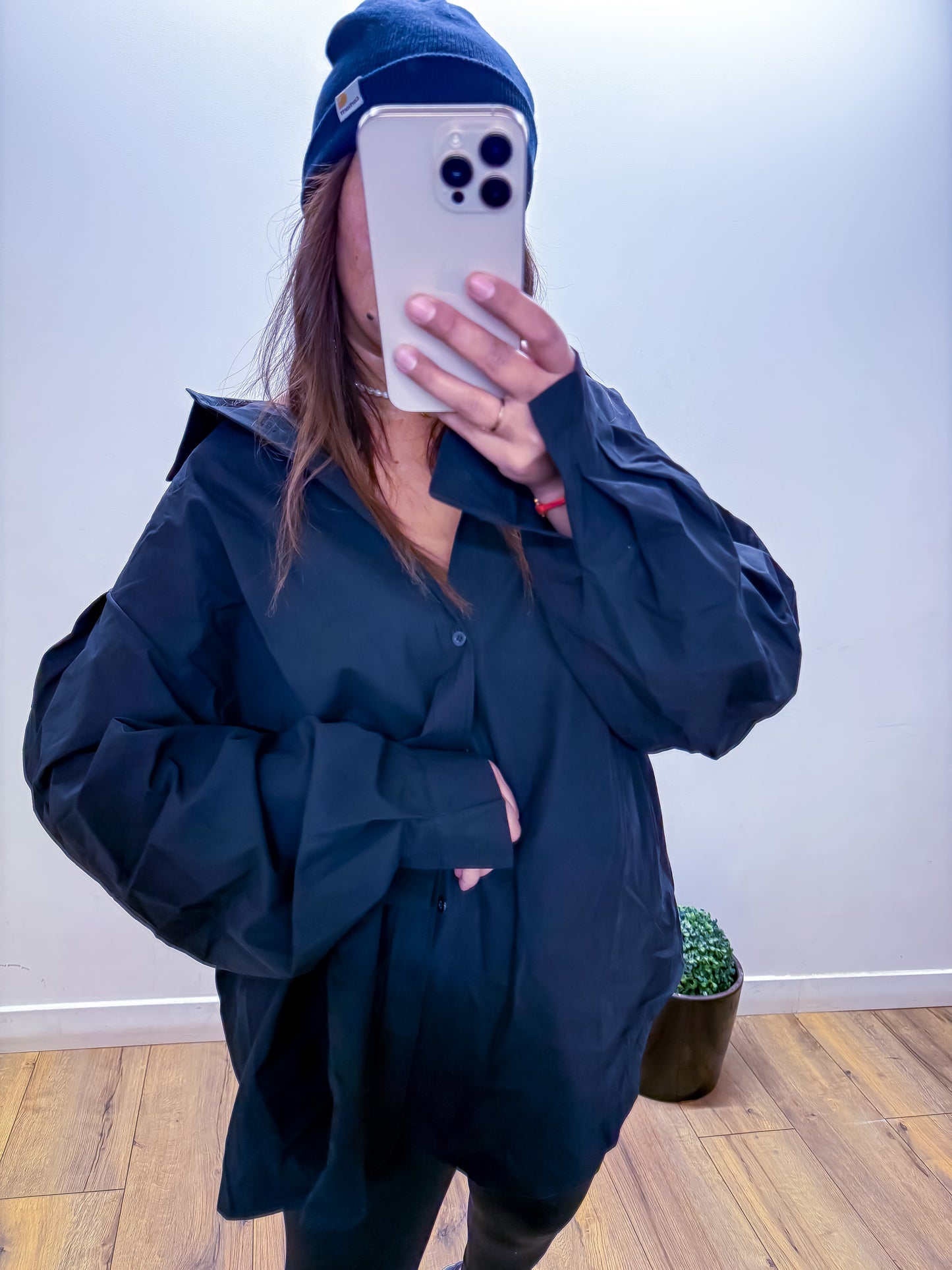 AETHER — Chemise Oversize Manches Ballon black