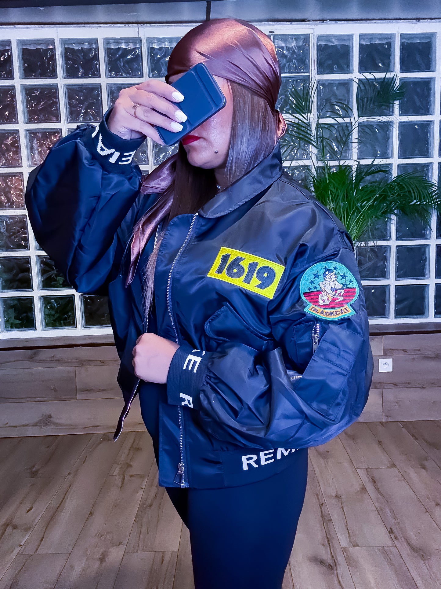 Bomber AUREA à écussons noir - EXCLUSIVITÉ Mûzâ