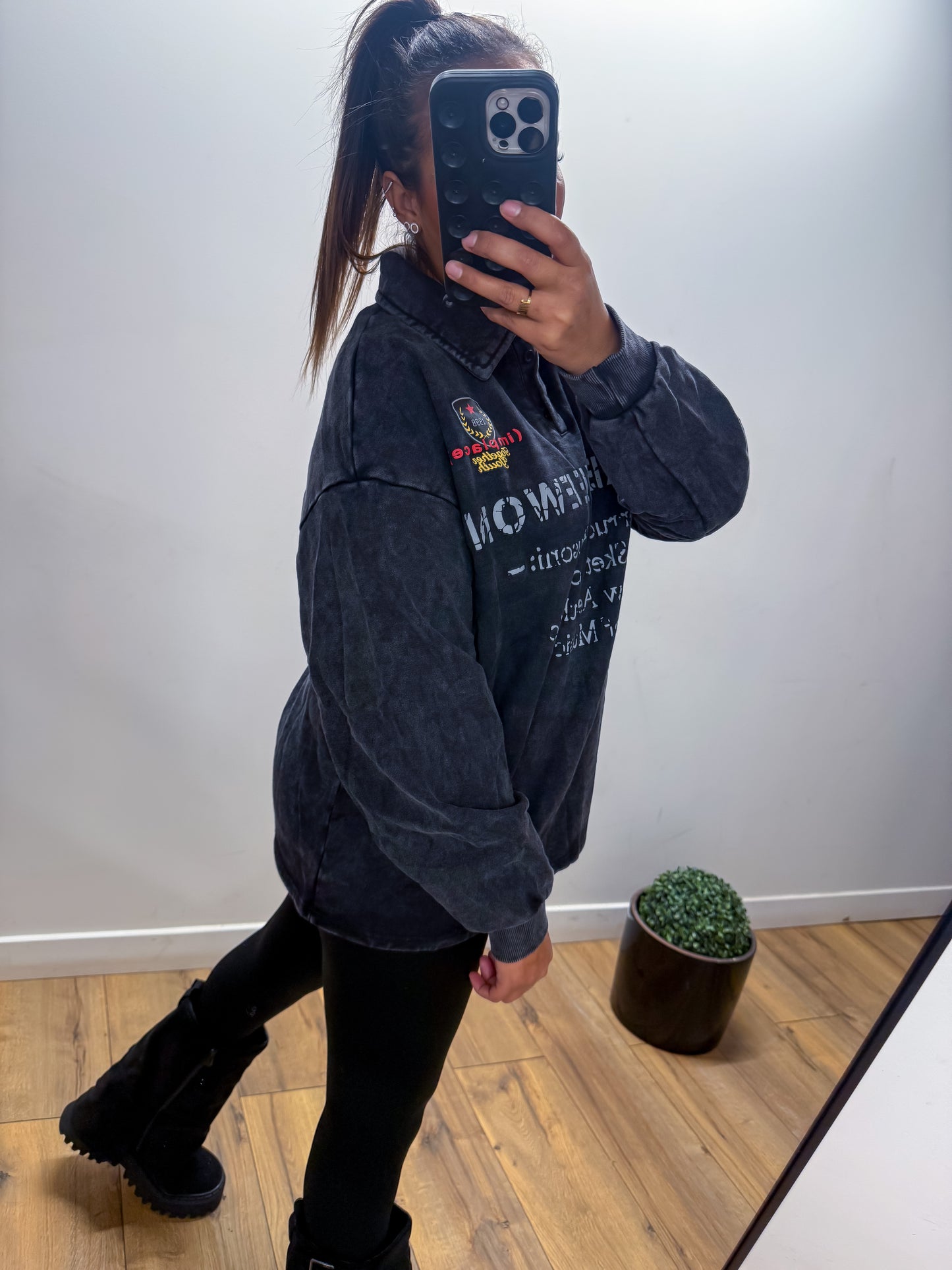 Pull col oversize imprimé