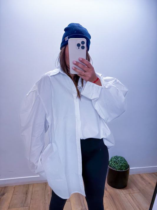 AETHER — Chemise Oversize Manches Ballon White
