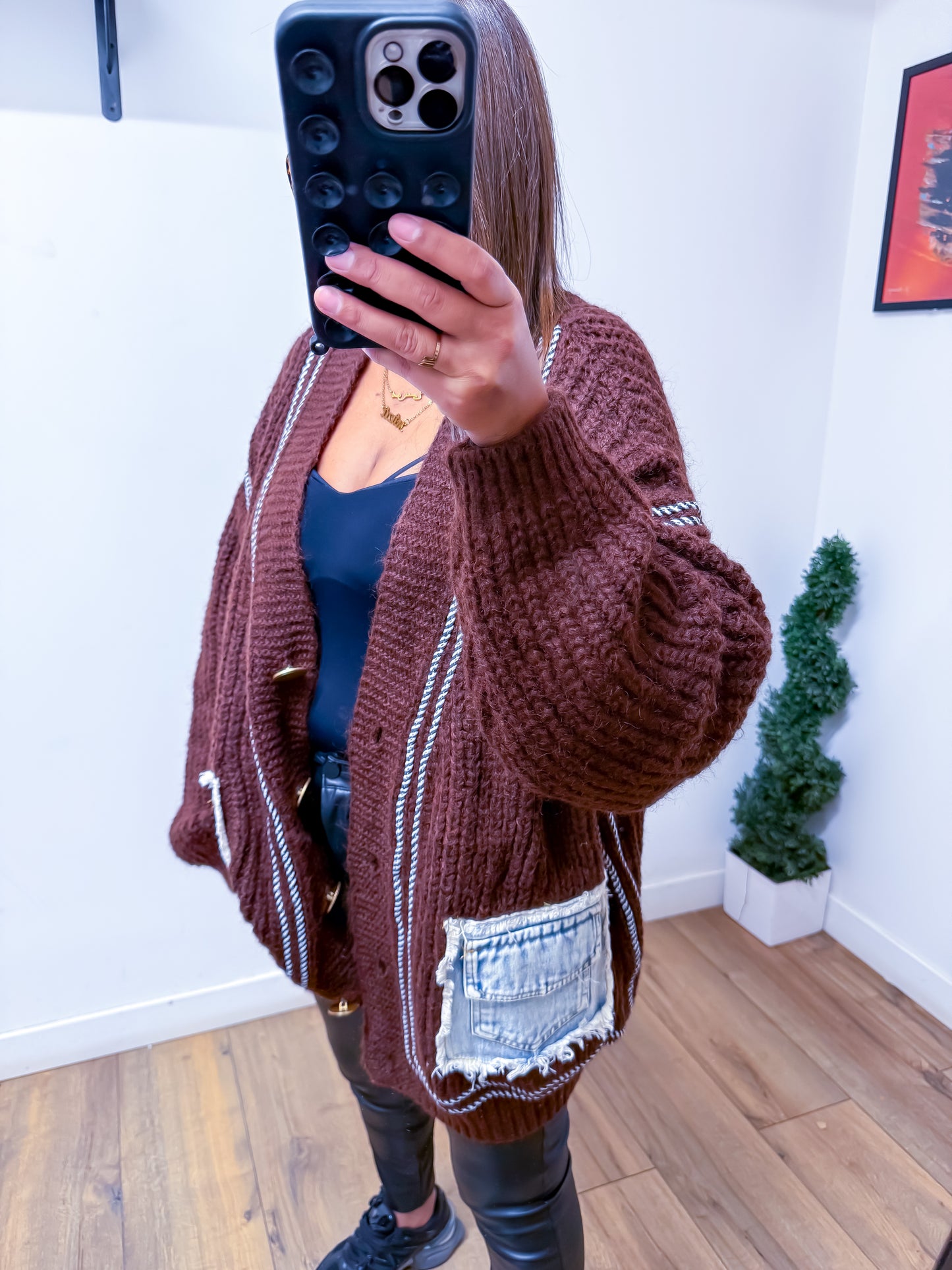 Cardigan Chunky Marron