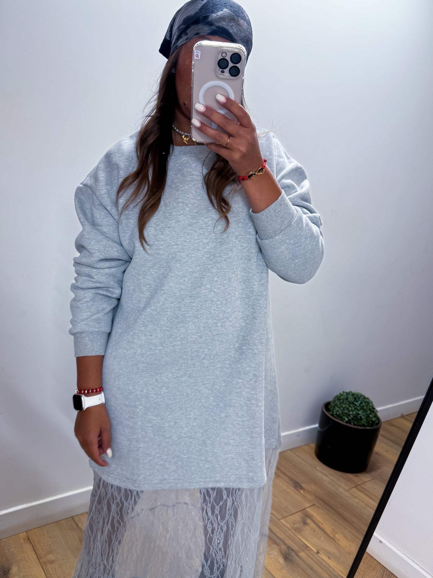 Robe pull DENTELLA GRIS - Mûzâ paris