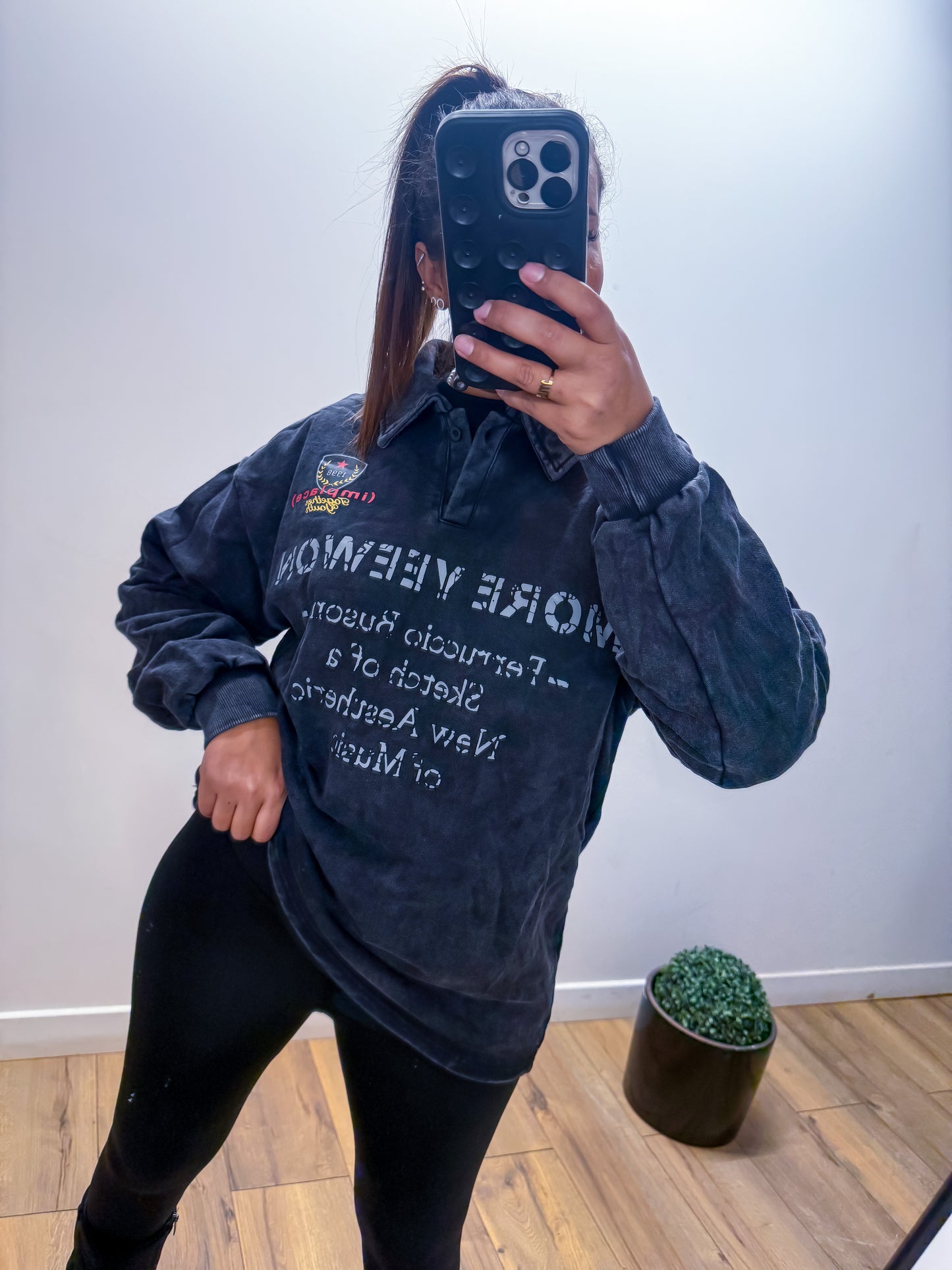 Pull col oversize imprimé